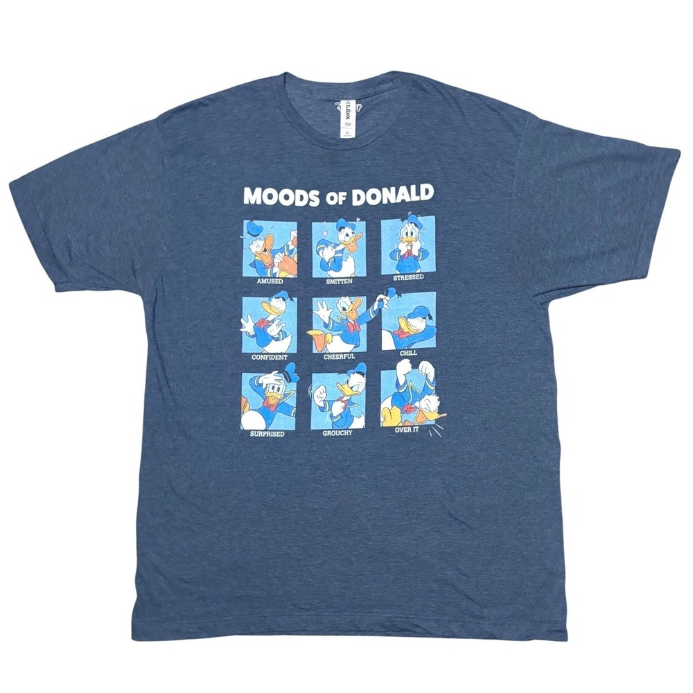 Disney Moods of Donald Graphic T-Shirt Heather Blue Mens Size XL